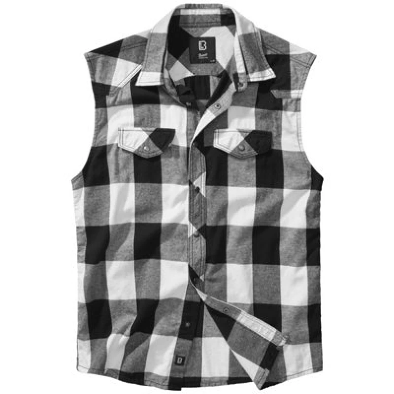 Image of Brandit Checkshirt Sleeveless White / Black Size Xxxxxx Large