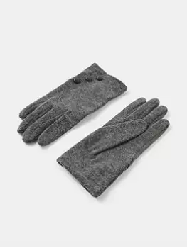 Image of Accessorize Wool Glove With Buttons - Grey, Size M-L, Women