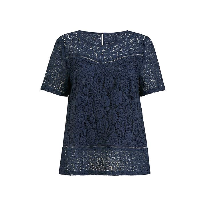 Image of Yumi Navy Lace Floral Top - 8