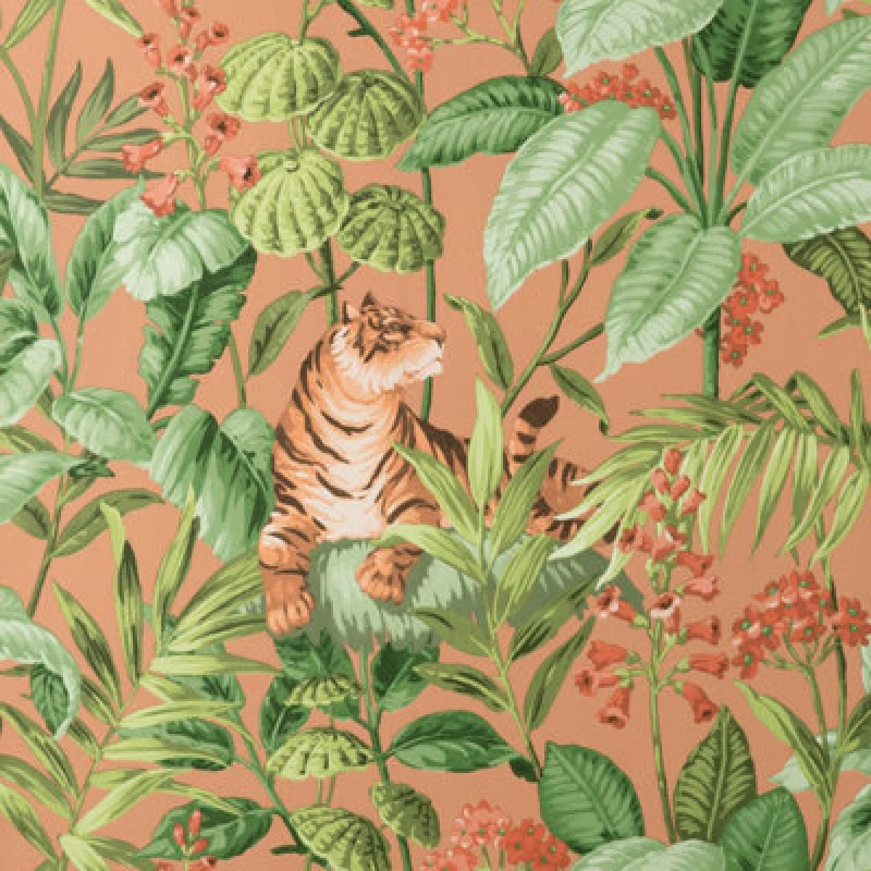 Image of Crown Rajah Tiger Terracotta Wallpaper M1731