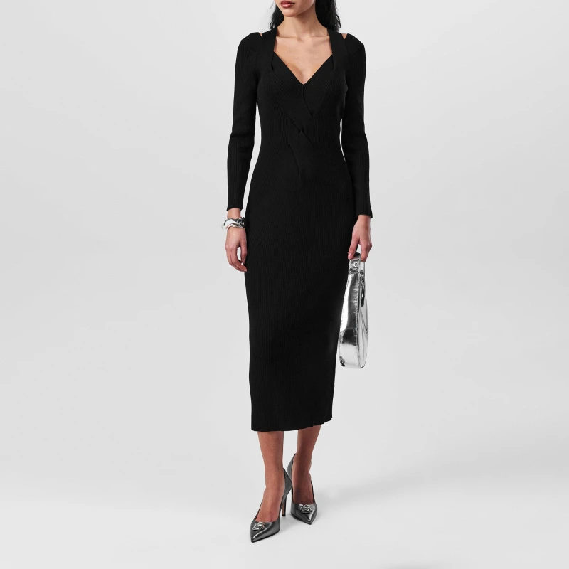 Image of Boss Womens Facene Dress, 100% Cotton Black 001 female 6 (XS)