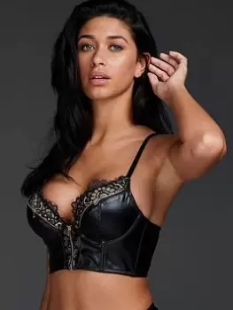 Image of Hunkemoller Talia Private Padded Push Up Longline Bra, Black, Size 34A, Women