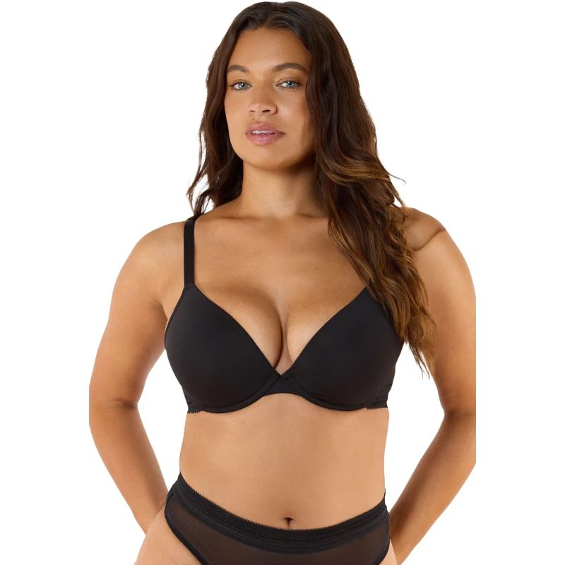 Image of Playful Promises Icon Black Microfiber Moulded Cup Bra Black female 32D