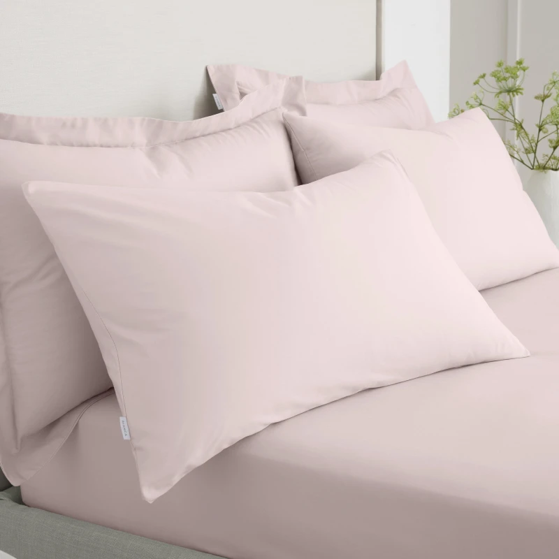 Image of Bianca 200 TC Cotton Percale Standard Pillowcase Pair Blush Pink unisex Standard