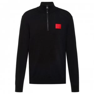 Image of Hugo Boss San Giuseppe 4 Quarter Zip Knitted Jumper Black Size L Men