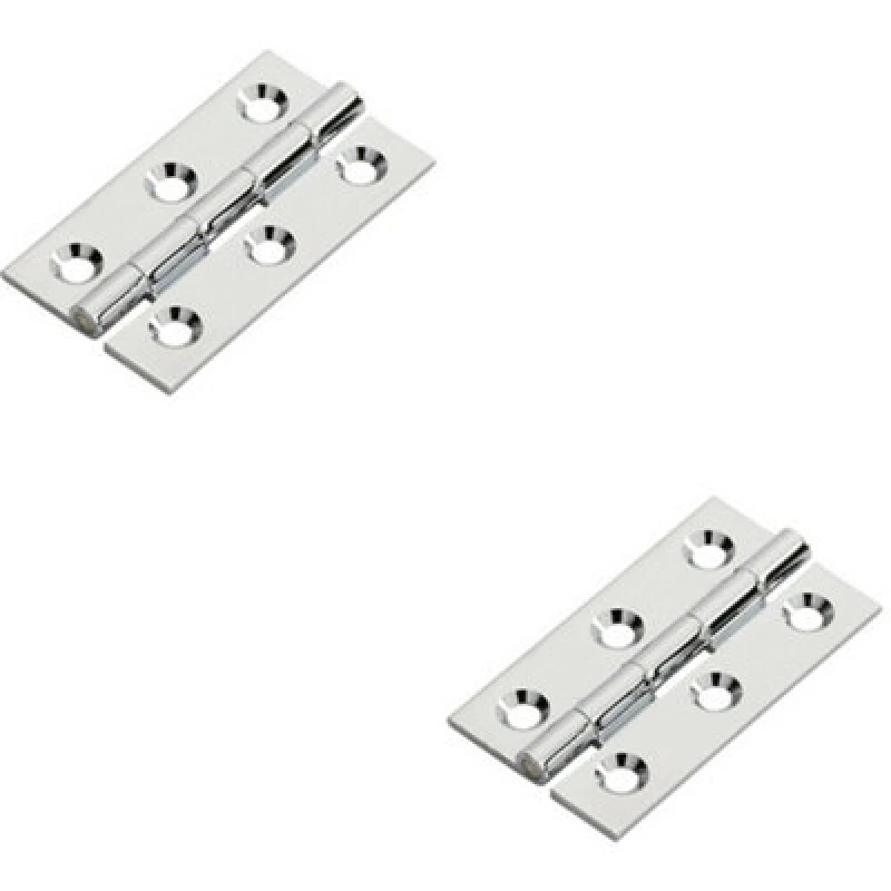 Image of Loops 2x PAIR 50 x 28 x 1.5mm Cabinet Hinge Polished Chrome Small Cupboard Door Multi