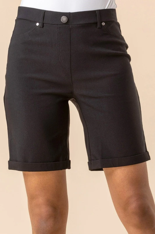 Image of Roman Turn Up Stretch Shorts Black