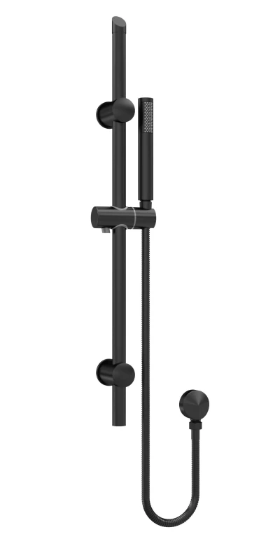 Image of Balterley Round Slide Rail Shower Kit with Outlet Elbow Matt Black Black