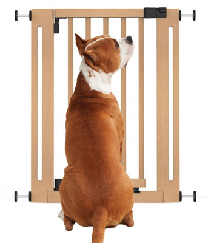 Image of Bettacare Wooden Elegance Dog Gate, Natural, 63Cm - 71Cm, Pressure Fit Pet Gate For Puppy, Dog And Pet, Easy Installation