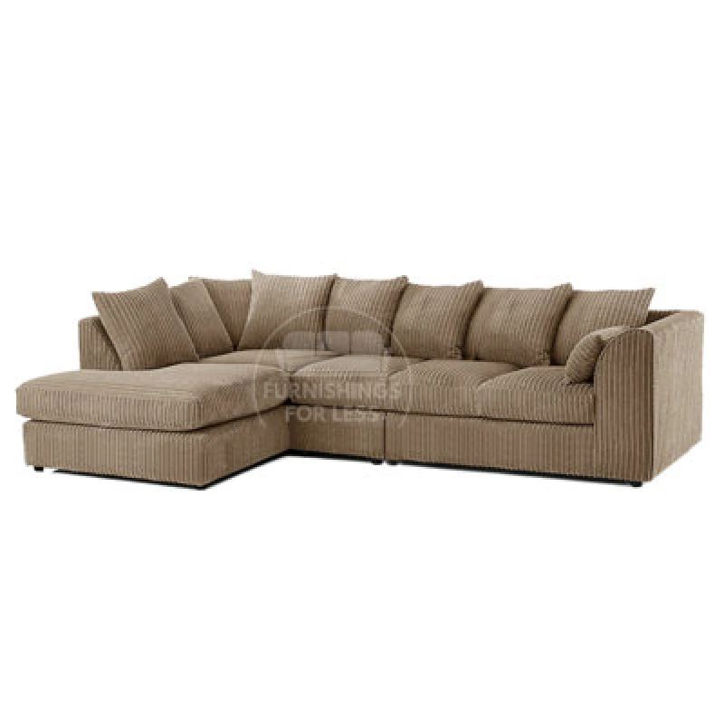 Image of Furnishings For Less UK Luxor Coffee Jumbo Cord Large 5 Seater Corner Sofa Long Left Hand Facing