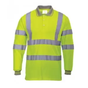 Image of Portwest Mens Hi-Vis Long Sleeve Polo Shirt (XL) (Yellow) - Yellow
