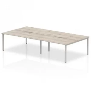 Image of B2B Silver Frame Bench Desk 1200 Grey Oak (4 Pod)