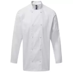 Image of Premier Mens Coolchecker Long-Sleeved Chef Jacket (S) (White) - White