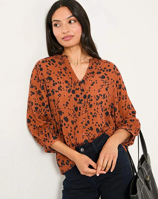 Image of FatFace FatFace Beckett Animal Blouse Brown - FatFace - Size: 14 Brown Female 14 PV31503