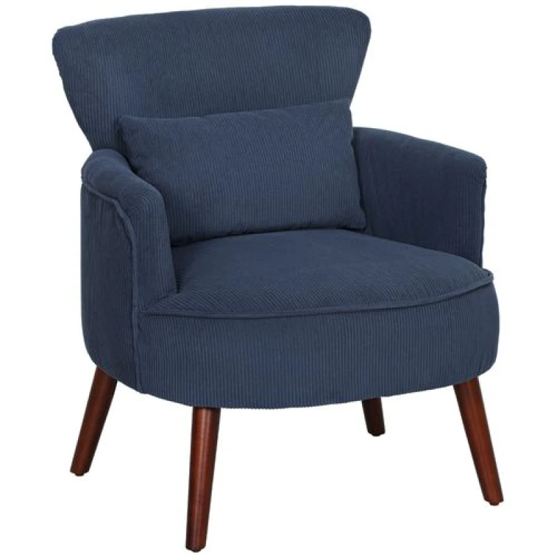 Image of HOMCOM Armchair with Padded Seat and Backrest for Living Room - Blue TJ Hughes 5063603250246