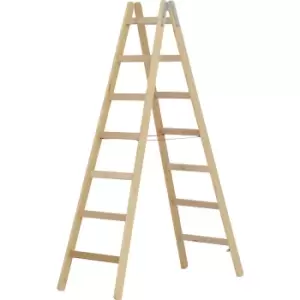 Image of Hymer 7141 Timber Double Sided Step Ladder 2 x 7 Tread