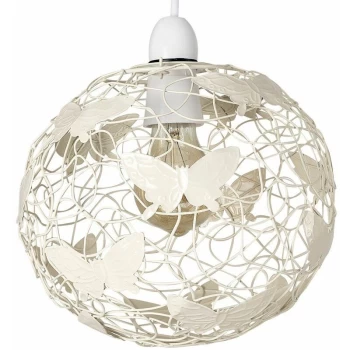 Image of Minisun - Cream Wire Frame Globe Ceiling Pendant Light Shade With Butterflies