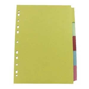 Image of Q-Connect 5-Part Subject Divider Multi-Punched A4 Pack of 50 KF26081Q