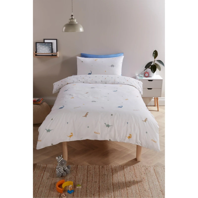 Image of Homelife Cotton Dino Duvet Set - White White Single