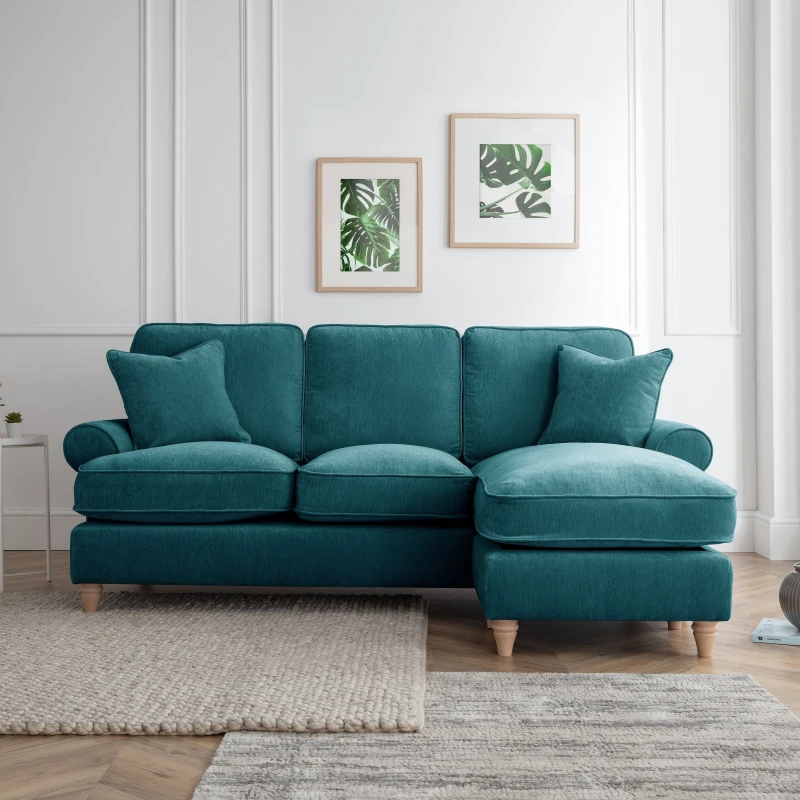 Image of The Great Sofa Company Ezra Right Hand Chaise Sofa Manhattan Emerald Emerald Unisex