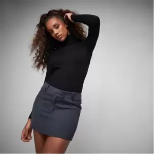 Image of Missguided Petite Roll Neck Rib Knit Bodysuit - Black