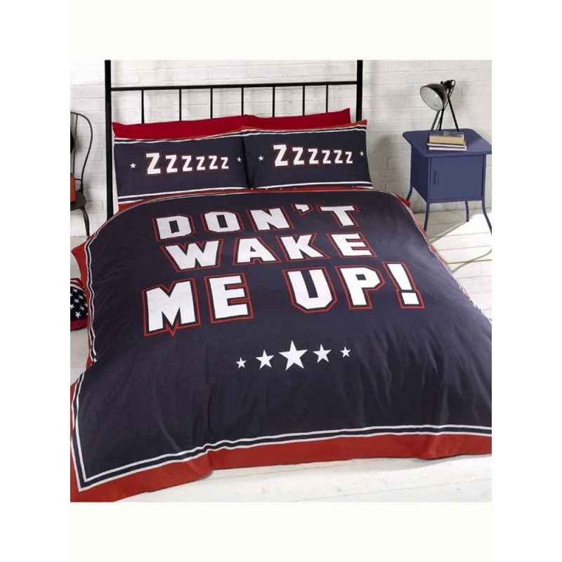 Image of Catherine Lansfield Catherine Lansfield Don't Wake Me Up Duvet Cover Set in Red Size: Double Red Double Unisex 5063107575326