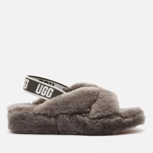 Image of UGG Womens Fab Yeah Sheepskin Slippers - Charcoal - UK 5