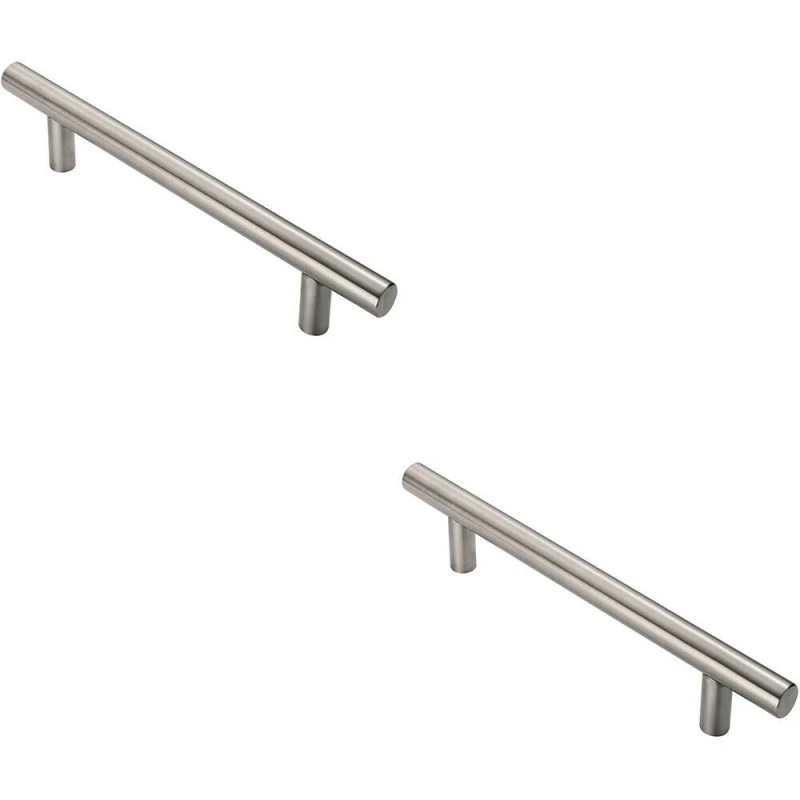 Image of Loops 2x Straight T Bar Pull Handle 775 x 30mm 600mm Fixing Centres Satin Steel Metallics unisex