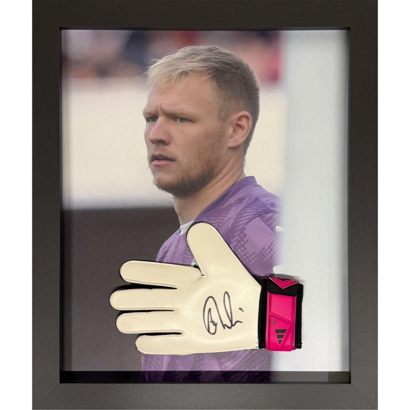 Image of AllStarSignings Ltd Aaron Ramsdale Southampton signed goalkeeper glove Red unisex One Size