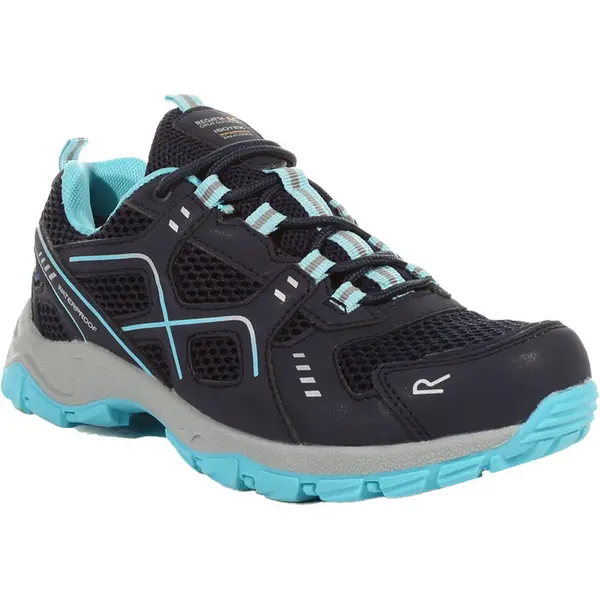 Image of Regatta Womens Vendeavour Waterproof Lace Up Walking Shoes UK Size 6 (EU 39) Navy/Amazonite RWF785-M9V-6