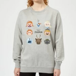 Image of Disney Frozen Emoji Heads Womens Sweatshirt - Grey - M