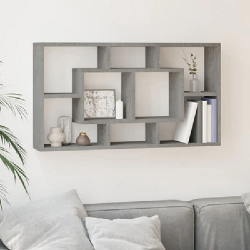 Image of vidaXL Wall Display Shelf 8 Compartments Concrete Grey 342590