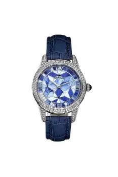 Image of Augusta Automatic Mosaic Mother-of-Pearl Leather-Band Watch