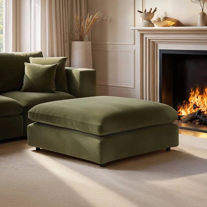 Image of Solace+Co Asher Footstool in Green Green Unisex