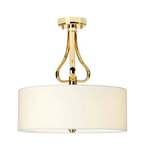 Image of 3 Light Semi Flush Bathroom Ceiling Light Gold IP44, G9