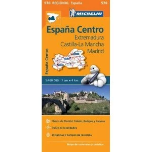 Image of Extremadura, Castilla La Mancha, Madrid - Michelin Regional Map 576 Map Sheet map 2013