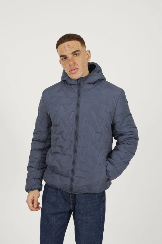 Image of Brave Soul Brave Soul Men Short Length Hooded Padded Jacket in Blue Size: Medium Blue M Male 5063487286119