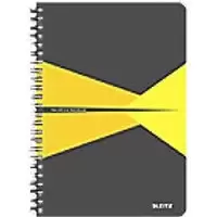 Image of LEITZ Office Wirebound Notebook A5 Ruled Cardboard Yellow Perforated Pack of 5