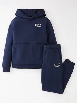 Image of EA7 Emporio Armani Boys Core Id Hoodie Tracksuit - Navy/White Size Age: 8 Years