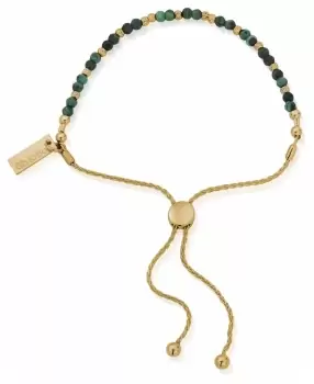 Image of ChloBo GBAMFB Dainty Sparkle Malachite Gold Tone Adjustable Jewellery