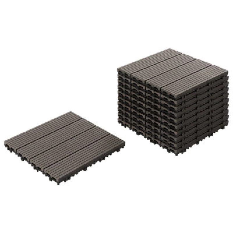 Image of Beliani Outdoor Flooring Ateleta Wood-Plastic Composite (Wpc) Graphite Grey