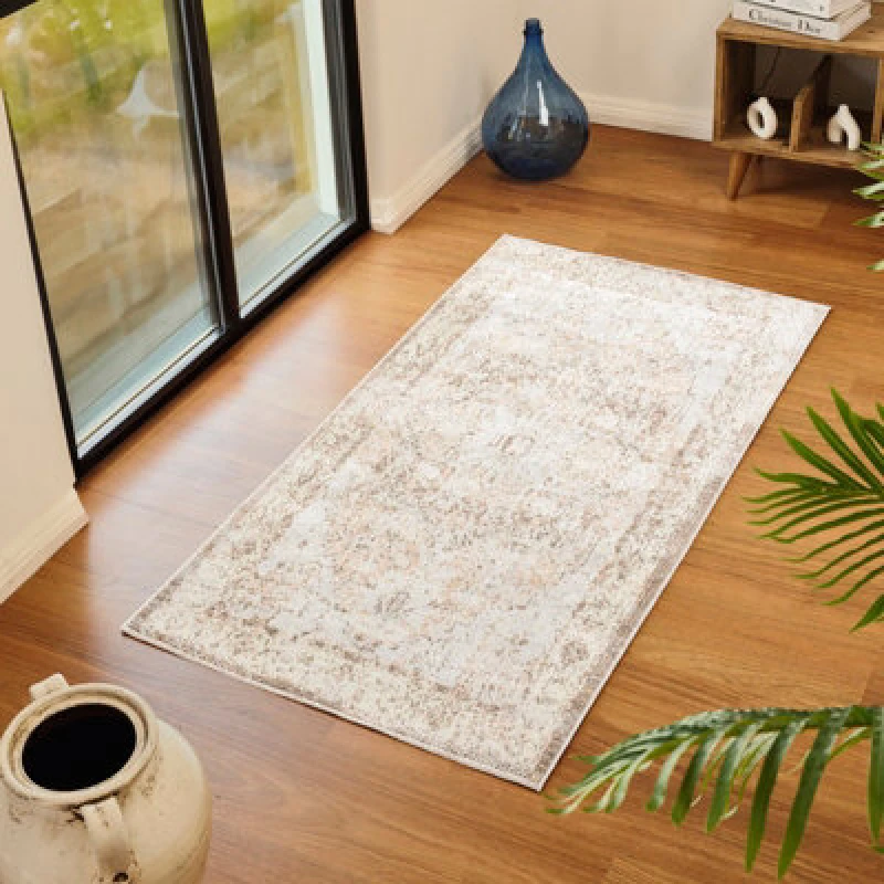 Image of Livabliss Machine Washable Oriental Boho Clay/dark Brown Vivian Area Rug 66 X 115cm - Easy Care, Ideal For Living Room & Bedroom