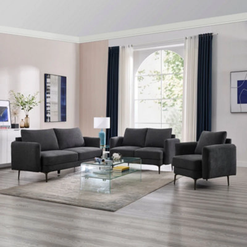 Image of More4Homes Sofia 1+2+3 Seater Fabric Sofa Set Charcoal