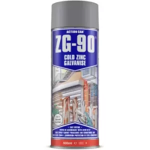 Image of ZG-90 Silver Anti Rust Cold Zinc Galvanising Colour Spray Paint 500ml - Action Can