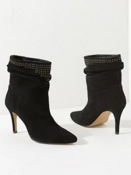 Image of Mint Velvet Mint Velvet Anya Suede Studded Slouch Boot, Black, Size 37, Women