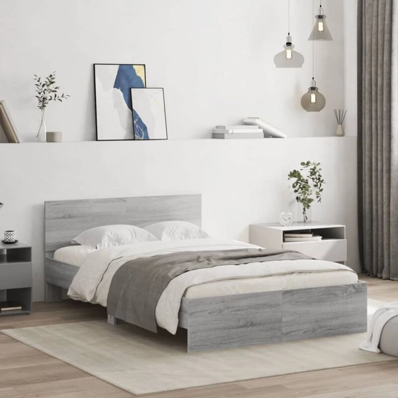Image of VIDAXL Bed Frame without Mattress Grey Sonoma 135x190cm Double Vidaxl 8721012247260