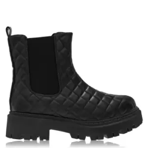 Image of Spot On On PU Twin Gusset Quilted Boot - Black