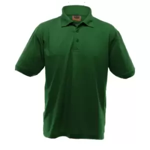 Image of UCC 50/50 Mens Heavyweight Plain Pique Short Sleeve Polo Shirt (M) (Bottle Green)