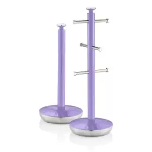 Image of Swan Towel Pole and Mug Tree Set - Purple