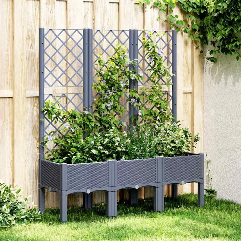 Image of VIDAXL Garden Planter with Trellis Blue Grey 120x40x142cm pp Vidaxl 8721012411333